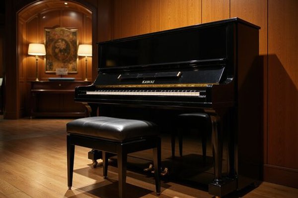 Kawai upright piano in polished ebony